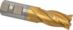 Hertel - 1", 2" LOC, 1" Shank Diam, 4-1/2" OAL, 4 Flute, High Speed Steel Square End Mill - Single End, TiN Finish, Spiral Flute, 30° Helix, Right Hand Cut, Right Hand Flute - Eagle Tool & Supply