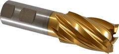 Hertel - 1-1/4", 2" LOC, 1" Shank Diam, 4-1/2" OAL, 6 Flute, High Speed Steel Square End Mill - Single End, TiN Finish, Spiral Flute, 30° Helix, Right Hand Cut, Right Hand Flute - Eagle Tool & Supply