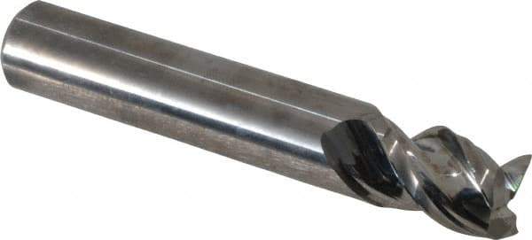 Niagara Cutter - 1/2", 5/8" LOC, 1/2" Shank Diam, 3" OAL, 3 Flute, Solid Carbide Square End Mill - Single End, Uncoated, Spiral Flute, 45° Helix, Centercutting, Right Hand Cut, Right Hand Flute, Series A345 - Eagle Tool & Supply
