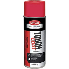 Krylon - Red, Fluorescent, Aerosol Spray Paint - 15 to 20 Sq Ft per Can, 12 oz Container - Eagle Tool & Supply