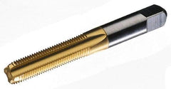 Hertel - M14x2.00 Metric Coarse 6H 4 Flute TiN Finish High Speed Steel Straight Flute Standard Hand Tap - Bottoming, Right Hand Thread, 3-19/32" OAL, 1-21/32" Thread Length, D7 Limit, Oversize - Eagle Tool & Supply