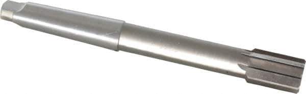 Interstate - 1-3/8" Diam, 0.998 to 0.9995" Max Diam 4MT Morse Taper Shank, 2" Flute Length, Machine Expansion Reamer - Straight Flute, 12" OAL, Right Hand Cut, 8 Flutes, High Speed Steel, Bright Finish - Eagle Tool & Supply