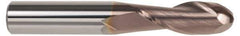 SGS - 27/64" Diam, 1" LOC, 2 Flute Solid Carbide Ball End Mill - TiCN Finish, Single End, 2-3/4" OAL, 7/16" Shank Diam, Spiral Flute - Eagle Tool & Supply