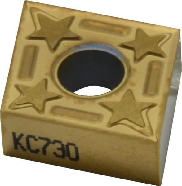 Kennametal - CNGG430.5 LF Grade KC730 Carbide Turning Insert - TiN Finish, 80° Diamond, 1/2" Inscr Circle, 3/16" Thick, 0.0079" Corner Radius - Eagle Tool & Supply