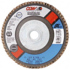 Camel Grinding Wheels - 24 Grit, 7" Disc Diam, 7/8" Center Hole, Type 29 Aluminum Oxide Flap Disc - 8,600 Max RPM, Polyester Backing, Arbor Attaching System, Coated - Eagle Tool & Supply