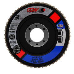 Camel Grinding Wheels - 80 Grit, 4-1/2" Disc Diam, 7/8" Center Hole, Type 29 Aluminum Oxide Flap Disc - 13,300 Max RPM, Polyester Backing, Arbor Attaching System, Coated - Eagle Tool & Supply