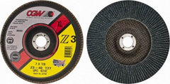 Camel Grinding Wheels - 40 Grit, 7" Disc Diam, 7/8" Center Hole, Type 27 Zirconia Alumina Flap Disc - 8,600 Max RPM, Poly Cotton Backing, Arbor Attaching System, Coated - Eagle Tool & Supply