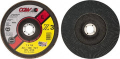 Camel Grinding Wheels - 120 Grit, 7" Disc Diam, 7/8" Center Hole, Type 27 Zirconia Alumina Flap Disc - 8,600 Max RPM, Poly Cotton Backing, Arbor Attaching System, Coated - Eagle Tool & Supply