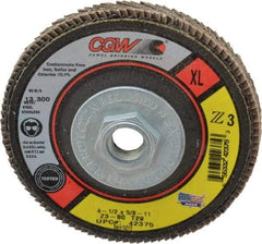Camel Grinding Wheels - 80 Grit, 4-1/2" Disc Diam, 5/8-11 Center Hole, Type 29 Zirconia Alumina Flap Disc - 13,300 Max RPM, Poly Cotton Backing, Arbor Attaching System, Coated - Eagle Tool & Supply