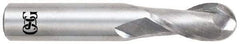 OSG - 5/16" Diam, 13/16" LOC, 2 Flute Solid Carbide Ball End Mill - TiAlN Finish, Single End, 2-1/2" OAL, 5/16" Shank Diam, Spiral Flute - Eagle Tool & Supply