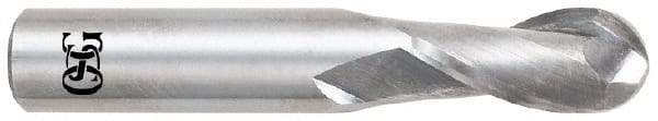 OSG - 11/32" Diam, 7/8" LOC, 2 Flute Solid Carbide Ball End Mill - TiAlN Finish, Single End, 2-1/2" OAL, 3/8" Shank Diam, Spiral Flute - Eagle Tool & Supply