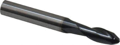 OSG - 19/64" Diam, 13/16" LOC, 2 Flute Solid Carbide Ball End Mill - TiAlN Finish, Single End, 2-1/2" OAL, 5/16" Shank Diam, Spiral Flute - Eagle Tool & Supply