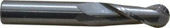OSG - 3/8" Diam, 1" LOC, 2 Flute Solid Carbide Ball End Mill - Uncoated, Single End, 2-1/2" OAL, 3/8" Shank Diam, Spiral Flute - Eagle Tool & Supply