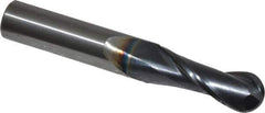 OSG - 3/8" Diam, 1" LOC, 2 Flute Solid Carbide Ball End Mill - TiAlN Finish, Single End, 2-1/2" OAL, 3/8" Shank Diam, Spiral Flute - Eagle Tool & Supply