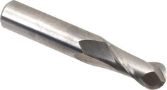 OSG - 31/64" Diam, 1" LOC, 2 Flute Solid Carbide Ball End Mill - Uncoated, Single End, 3" OAL, 1/2" Shank Diam, Spiral Flute - Eagle Tool & Supply