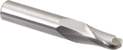 OSG - 1/2" Diam, 1" LOC, 2 Flute Solid Carbide Ball End Mill - Uncoated, Single End, 3" OAL, 1/2" Shank Diam, Spiral Flute - Eagle Tool & Supply
