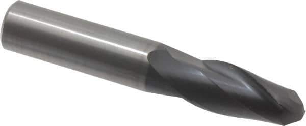 OSG - 1/2" Diam, 1" LOC, 2 Flute Solid Carbide Ball End Mill - TiAlN Finish, Single End, 3" OAL, 1/2" Shank Diam, Spiral Flute - Eagle Tool & Supply