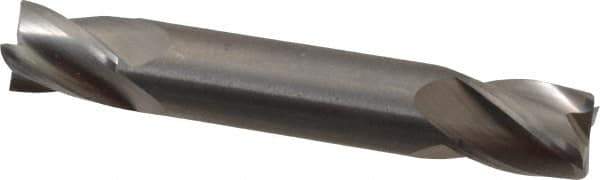 OSG - 7/16", 9/16" LOC, 7/16" Shank Diam, 2-3/4" OAL, 4 Flute, Solid Carbide Square End Mill - Double End, Uncoated, Spiral Flute, 30° Helix, Right Hand Cut, Right Hand Flute, Series 424 - Eagle Tool & Supply