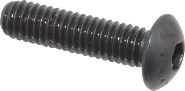 Made in USA - M4x0.70 Metric Coarse Hex Socket Drive, Button Screw - Alloy Steel, Black Oxide Finish, Fully Threaded, 16mm Length Under Head - Eagle Tool & Supply