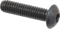Made in USA - M4x0.70 Metric Coarse Hex Socket Drive, Button Screw - Alloy Steel, Black Oxide Finish, Fully Threaded, 16mm Length Under Head - Eagle Tool & Supply