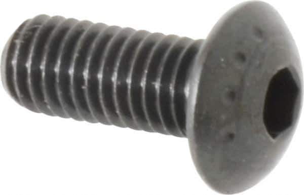 Made in USA - M5x0.80 Metric Coarse Hex Socket Drive, Button Screw - Alloy Steel, Black Oxide Finish, Fully Threaded, 12mm Length Under Head - Eagle Tool & Supply