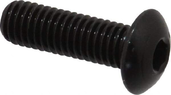 Made in USA - M5x0.80 Metric Coarse Hex Socket Drive, Button Screw - Alloy Steel, Black Oxide Finish, Fully Threaded, 16mm Length Under Head - Eagle Tool & Supply