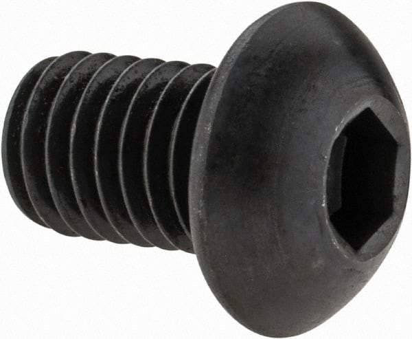 Made in USA - M8x1.25 Metric Coarse Hex Socket Drive, Button Screw - Alloy Steel, Black Oxide Finish, Fully Threaded, 12mm Length Under Head - Eagle Tool & Supply