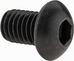 Made in USA - M8x1.25 Metric Coarse Hex Socket Drive, Button Screw - Alloy Steel, Black Oxide Finish, Fully Threaded, 12mm Length Under Head - Eagle Tool & Supply