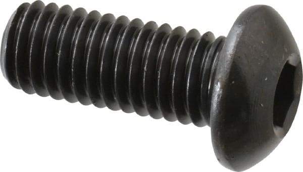 Made in USA - M8x1.25 Metric Coarse Hex Socket Drive, Button Screw - Alloy Steel, Black Oxide Finish, Fully Threaded, 20mm Length Under Head - Eagle Tool & Supply