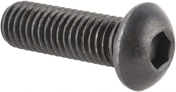 Made in USA - M8x1.25 Metric Coarse Hex Socket Drive, Button Screw - Alloy Steel, Black Oxide Finish, Fully Threaded, 25mm Length Under Head - Eagle Tool & Supply
