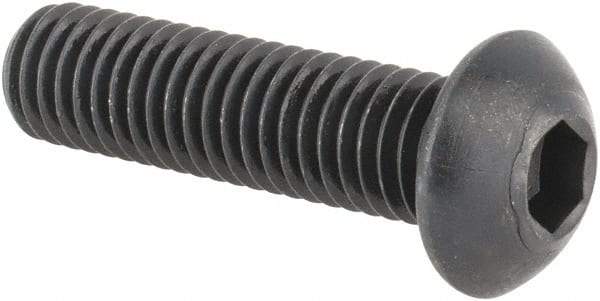 Made in USA - M8x1.25 Metric Coarse Hex Socket Drive, Button Screw - Alloy Steel, Black Oxide Finish, Fully Threaded, 30mm Length Under Head - Eagle Tool & Supply