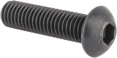 Made in USA - M8x1.25 Metric Coarse Hex Socket Drive, Button Screw - Alloy Steel, Black Oxide Finish, Fully Threaded, 30mm Length Under Head - Eagle Tool & Supply