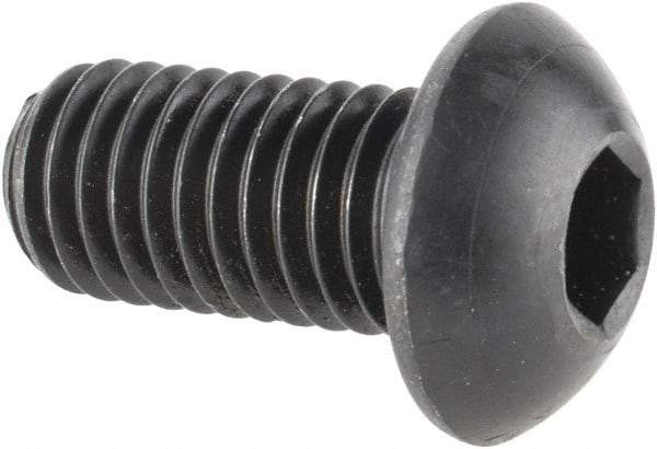 Made in USA - M10x1.50 Metric Coarse Hex Socket Drive, Button Screw - Alloy Steel, Black Oxide Finish, Fully Threaded, 20mm Length Under Head - Eagle Tool & Supply