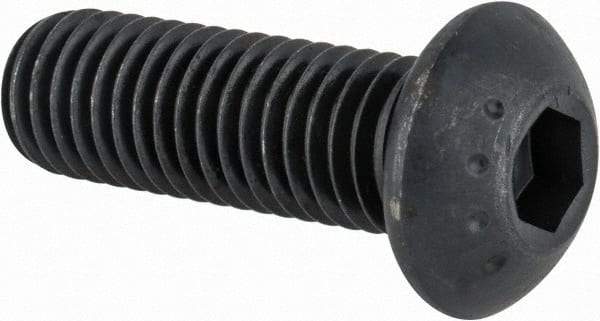 Made in USA - M10x1.50 Metric Coarse Hex Socket Drive, Button Screw - Alloy Steel, Black Oxide Finish, Fully Threaded, 30mm Length Under Head - Eagle Tool & Supply