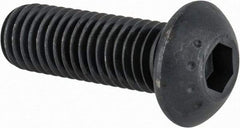 Made in USA - M10x1.50 Metric Coarse Hex Socket Drive, Button Screw - Alloy Steel, Black Oxide Finish, Fully Threaded, 30mm Length Under Head - Eagle Tool & Supply