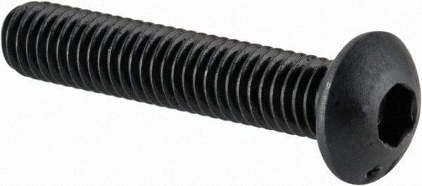 Made in USA - M3x0.50 Metric Coarse Hex Socket Drive, Button Screw - Alloy Steel, Black Oxide Finish, Fully Threaded, 16mm Length Under Head - Eagle Tool & Supply