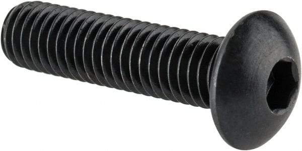 Made in USA - M5x0.80 Metric Coarse Hex Socket Drive, Button Screw - Alloy Steel, Black Oxide Finish, Fully Threaded, 20mm Length Under Head - Eagle Tool & Supply