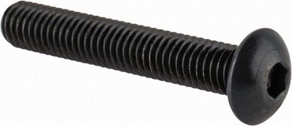 Made in USA - M5x0.80 Metric Coarse Hex Socket Drive, Button Screw - Alloy Steel, Black Oxide Finish, Fully Threaded, 30mm Length Under Head - Eagle Tool & Supply