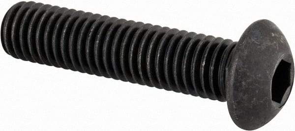 Made in USA - M8x1.25 Metric Coarse Hex Socket Drive, Button Screw - Alloy Steel, Black Oxide Finish, Fully Threaded, 35mm Length Under Head - Eagle Tool & Supply