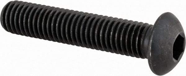 Made in USA - M8x1.25 Metric Coarse Hex Socket Drive, Button Screw - Alloy Steel, Black Oxide Finish, Fully Threaded, 40mm Length Under Head - Eagle Tool & Supply