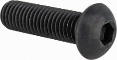 Made in USA - M10x1.50 Metric Coarse Hex Socket Drive, Button Screw - Alloy Steel, Black Oxide Finish, Fully Threaded, 35mm Length Under Head - Eagle Tool & Supply