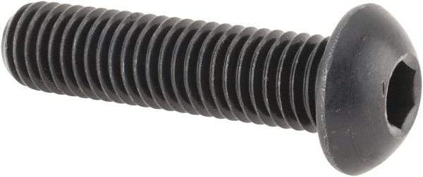 Made in USA - M10x1.50 Metric Coarse Hex Socket Drive, Button Screw - Alloy Steel, Black Oxide Finish, Fully Threaded, 40mm Length Under Head - Eagle Tool & Supply