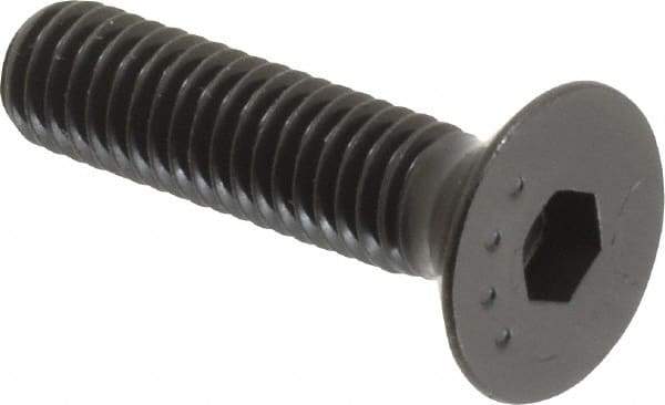 Made in USA - M6x1.00 Metric Coarse Hex Socket Drive, 90° Flat Head Socket Cap Screw - Grade 10.9 Alloy Steel, Black Oxide Finish, Fully Threaded, 25mm Length Under Head - Eagle Tool & Supply