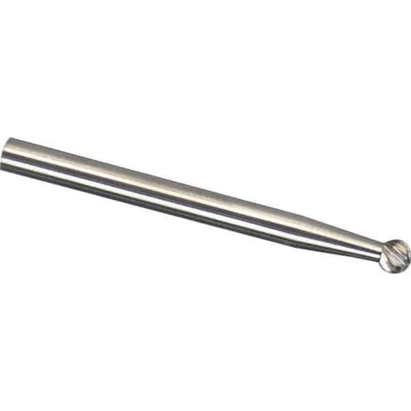 Made in USA - 3mm Cut Diam, 0.1181" Shank Diam, Ball Head Aluma Cut Burr - Carbide, 2.5mm LOC, 75mm OAL - Eagle Tool & Supply
