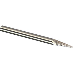 Made in USA - 3mm Cut Diam, 0.1181" Shank Diam, Cone Head Aluma Cut Burr - Carbide, 11mm LOC, 38mm OAL - Eagle Tool & Supply