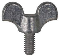 Made in USA - 1/4-20 Winged Shoulder Grade 32510 Iron Thumb Screw - 1-3/8" OAL, 1-3/8" Head Diam x 5/8" Head Height, Uncoated - Eagle Tool & Supply