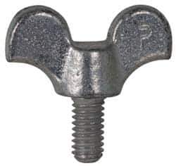 Value Collection - 1/4-20 Winged Shoulder Grade 32510 Iron Thumb Screw - 2-5/8" OAL, 1-3/8" Head Diam x 5/8" Head Height, Zinc-Plated Finish - Eagle Tool & Supply