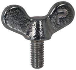 Value Collection - 5/16-18 Winged Shoulder Grade 32510 Iron Thumb Screw - 3-3/4" OAL, 1-3/4" Head Diam x 3/4" Head Height, Uncoated - Eagle Tool & Supply