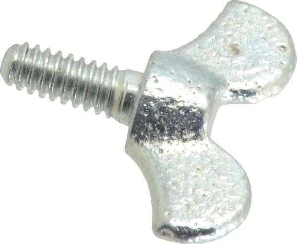 Value Collection - #10-24 Winged Shoulder Grade 32510 Iron Thumb Screw - 1" OAL, 1-1/16" Head Diam x 1/2" Head Height, Zinc-Plated Finish - Eagle Tool & Supply