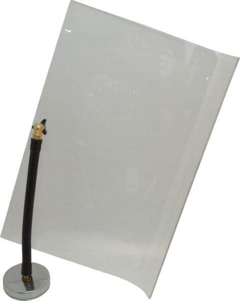 Flexbar - Plastic Flat with Curved Edge Base & Shield - 12" Wide x 16" Long x 1/8" Thick, 10" Arm Reach, Magnetic Base, For General Purpose Use - Eagle Tool & Supply